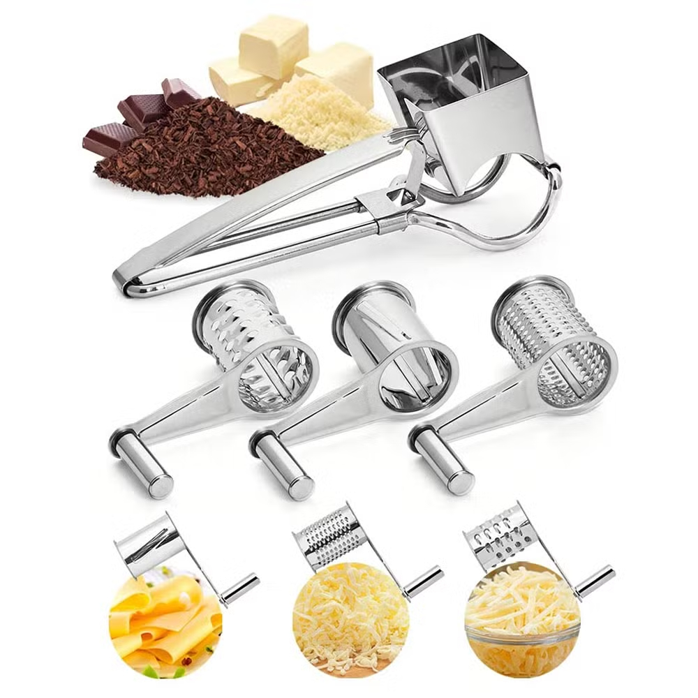 ✨✨Stainless Steel Multi-Function Handheld Rotary Cheese Grater