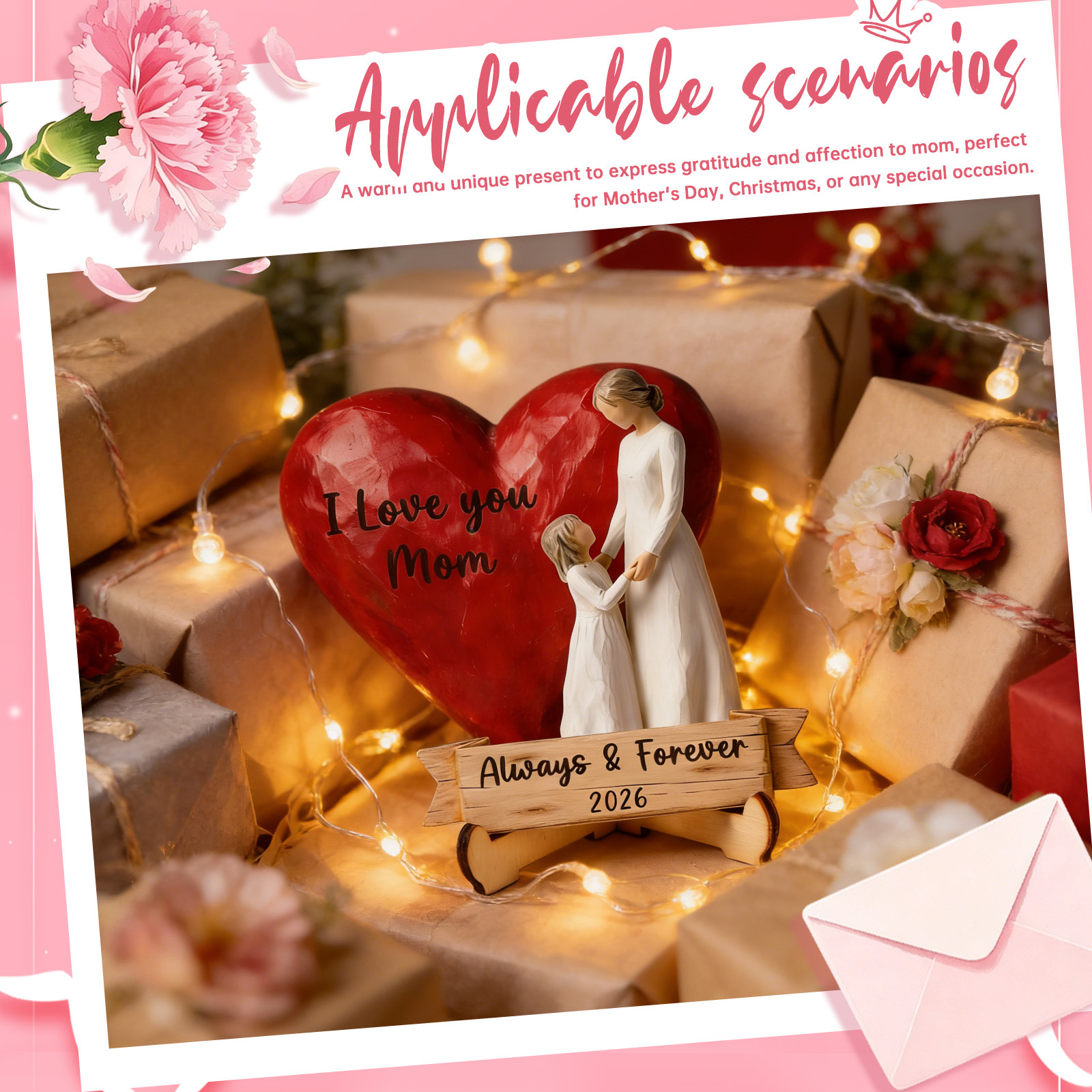 Heartfelt Mother & Child Figurine – "I Love You Always & Forever"