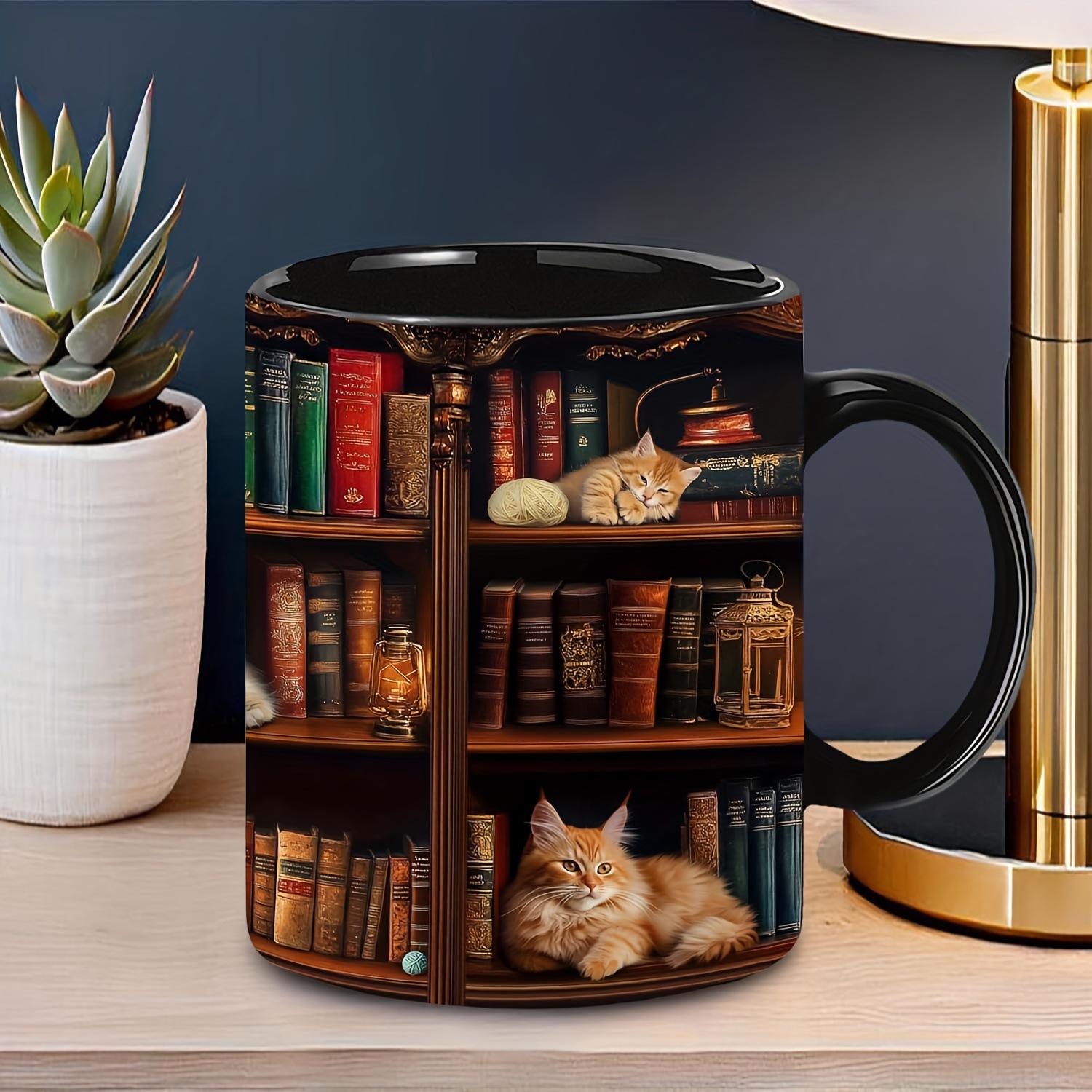 📚✨ "Library Cats & Vintage Books" Ceramic Mug