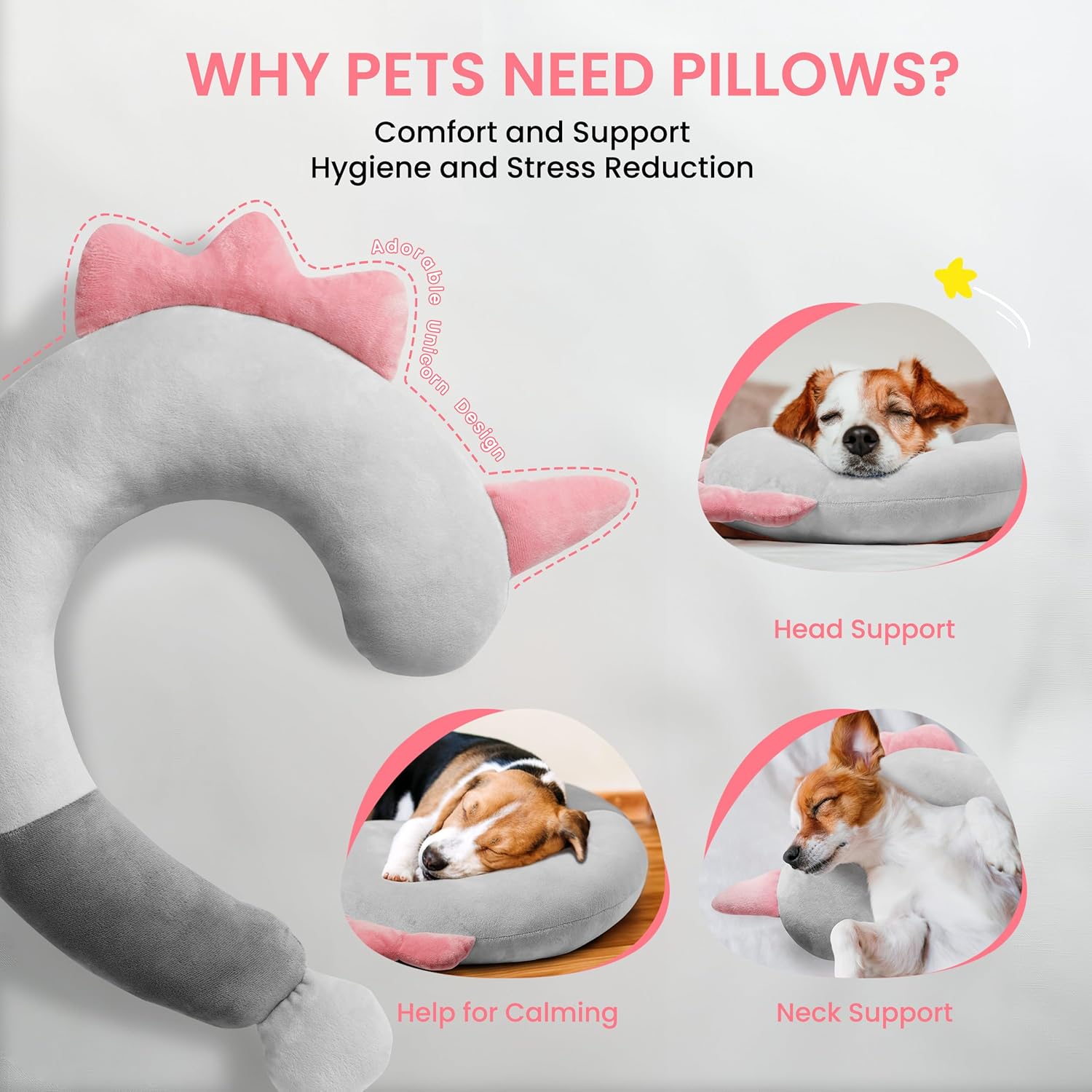 Dog Calming Pillow - Soft Neck Pillow for Dogs