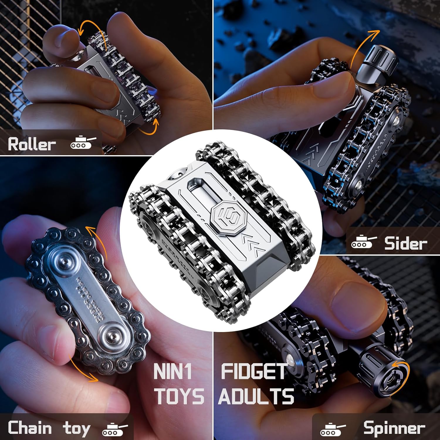 4 in 1 Fidget Slider Roller Chain Spinner Combo