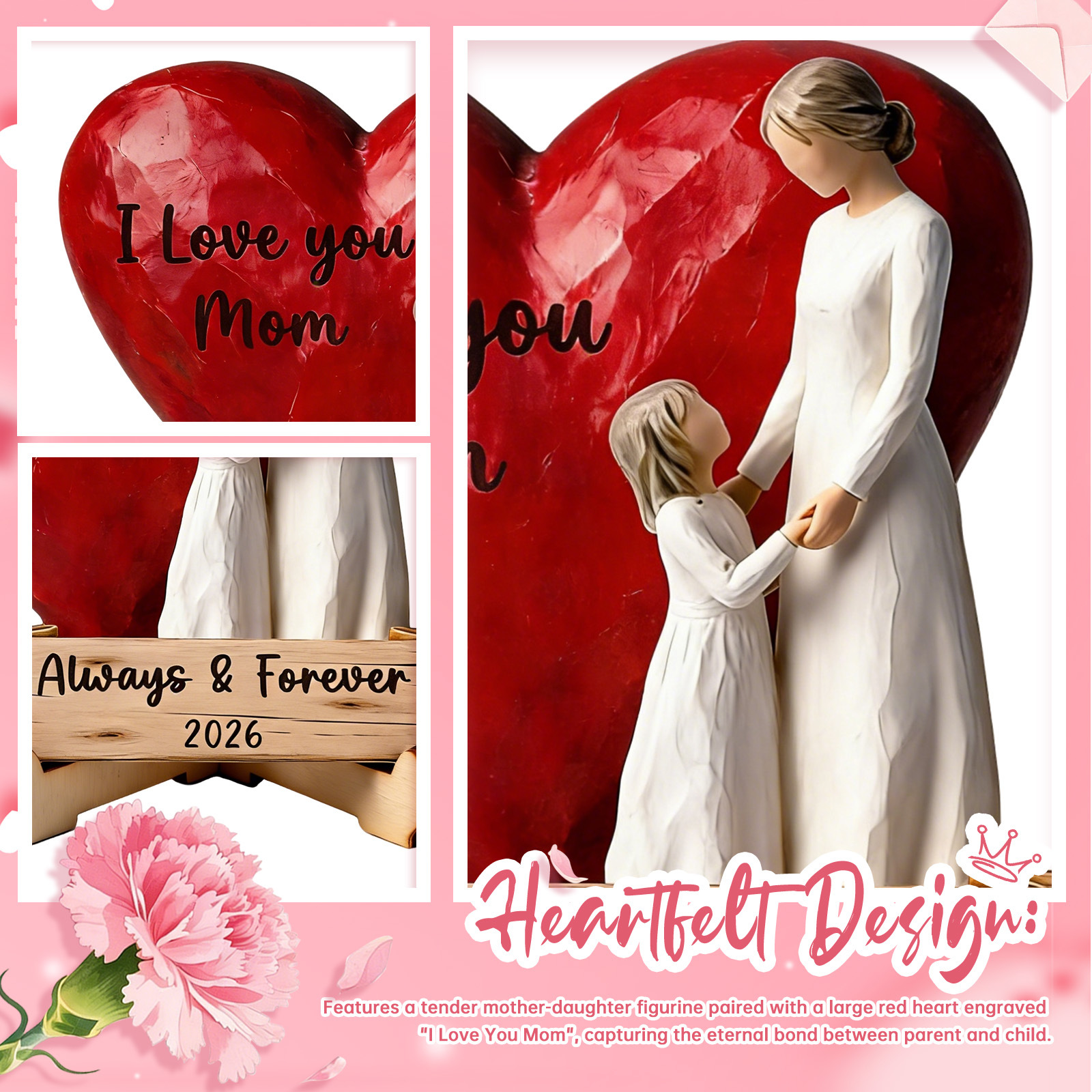 Heartfelt Mother & Child Figurine – "I Love You Always & Forever"