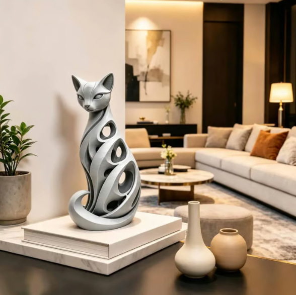 🔥🎁🐈‍⬛ Spiral Cat Sculpture — A Modern Symbol of Elegance & Curiosity