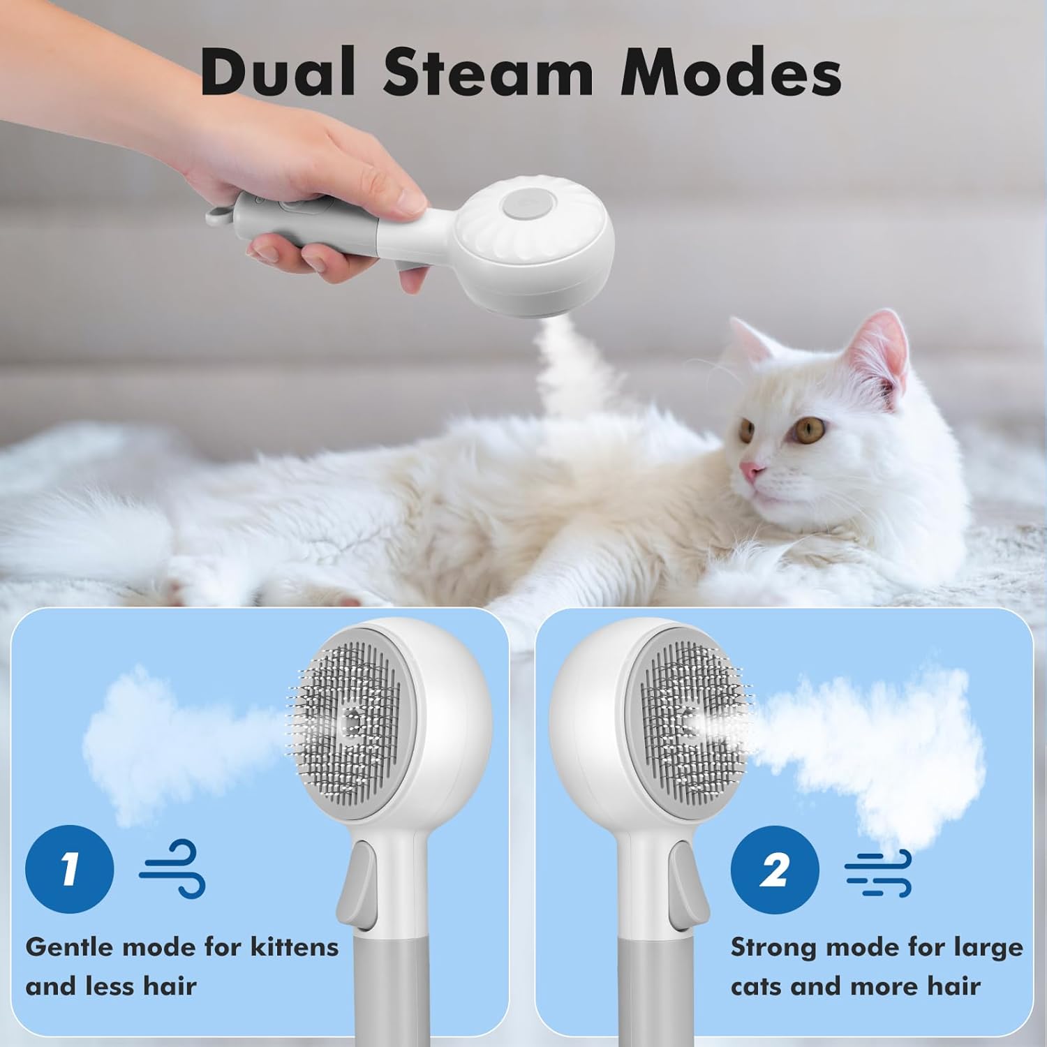 Cat Steam Brush with 2 Steam Modes