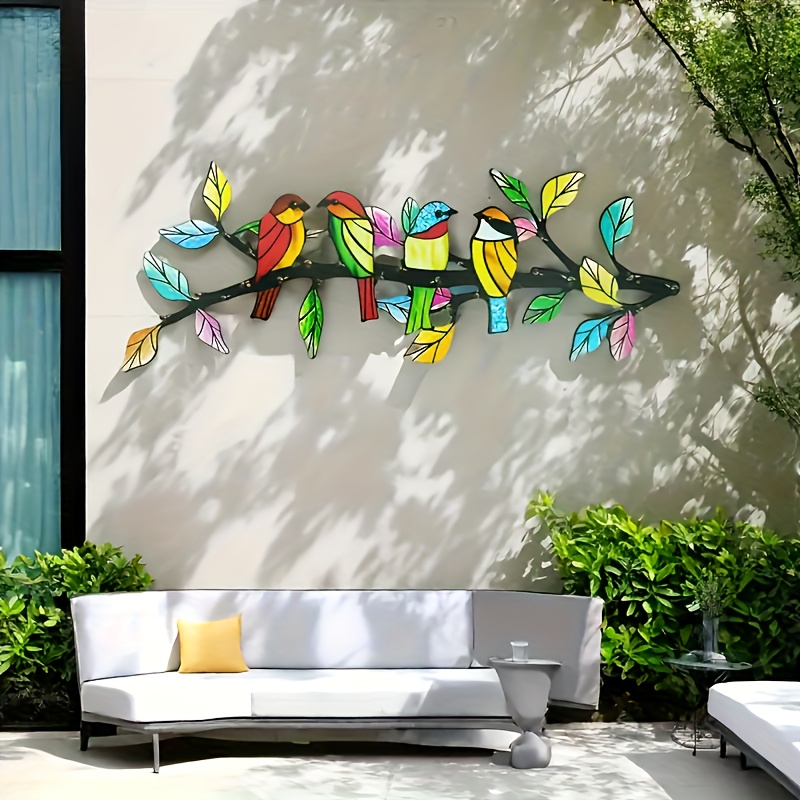 🐦 Colorful Metal Bird Wall Art – Vibrant Garden & Home Decor ✨