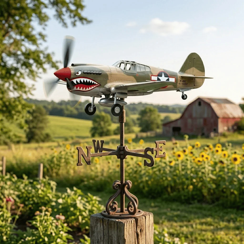 🦈 Shark Mouth Warplane Garden Wind Spinner ✈️