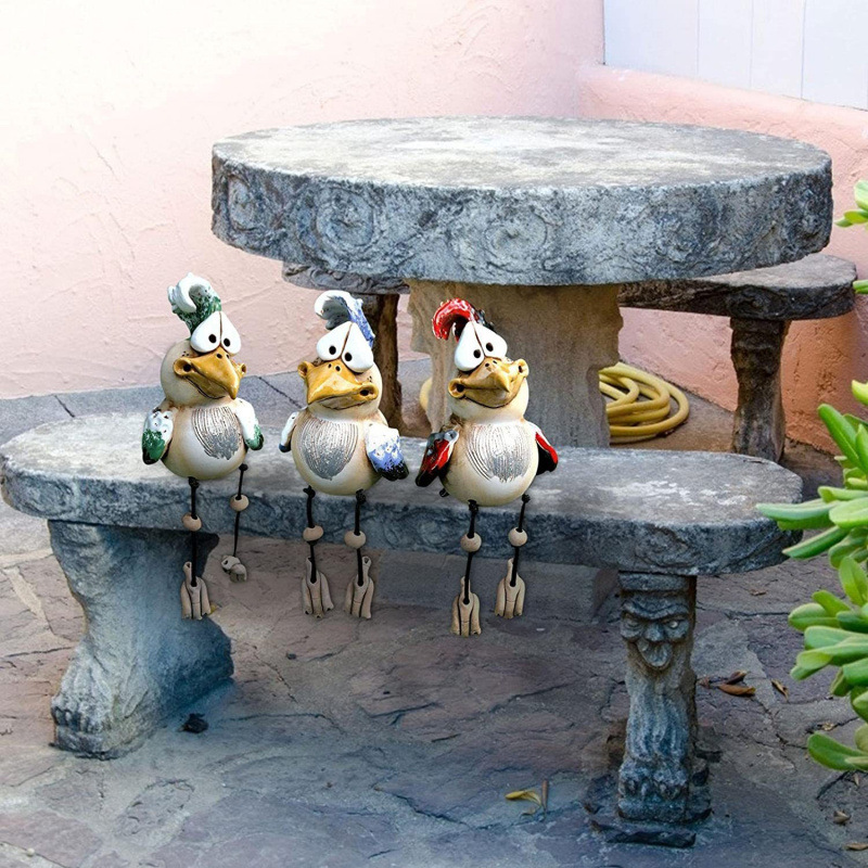 🐦 Whimsical Shelf Sitter Chicken Figurines – 3 Unique Styles ✨