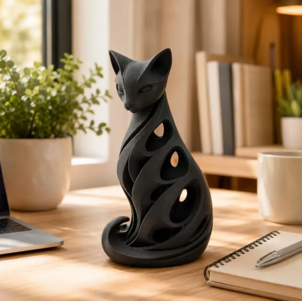 🔥🎁🐈‍⬛ Spiral Cat Sculpture — A Modern Symbol of Elegance & Curiosity