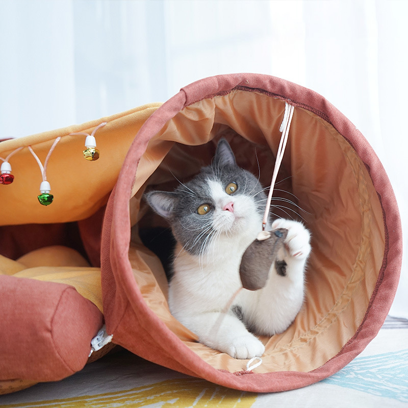 2-in-1 Cat Bed Play Tunnel