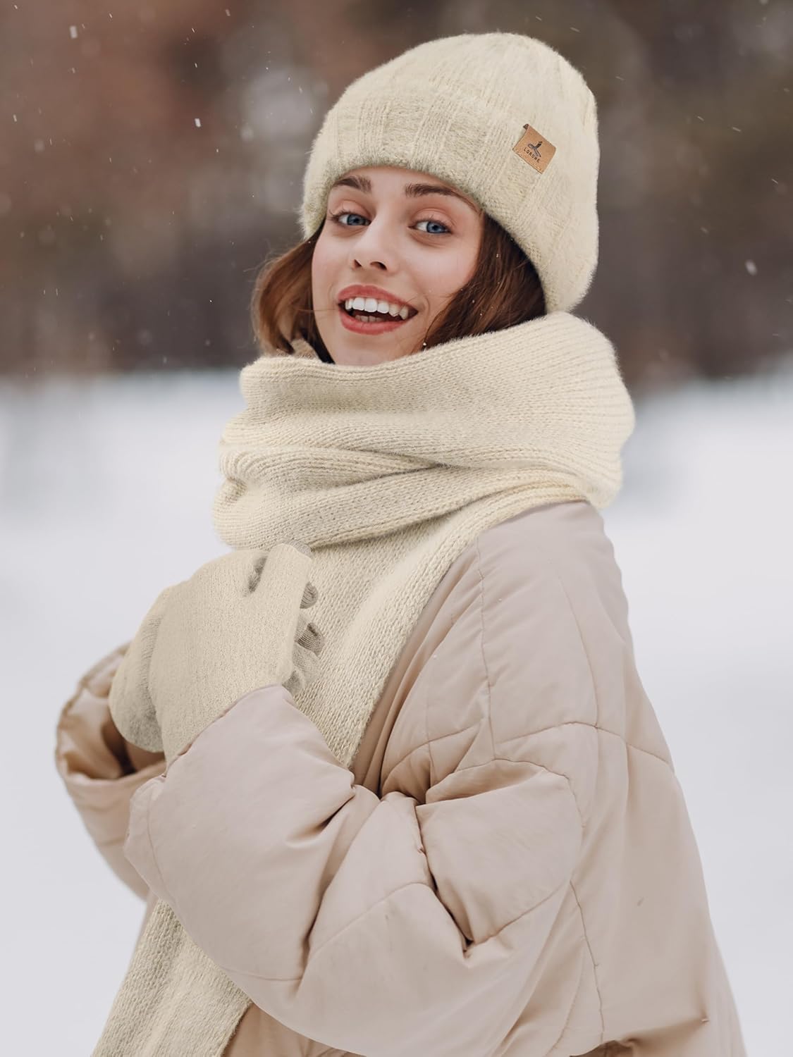 Winter Beanie Hat Scarf Gloves