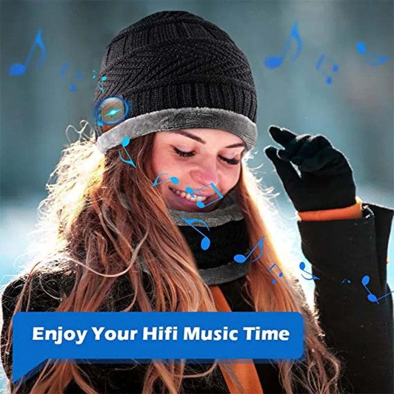 2in1 Winter Bluetooth 5.0 Headset Headband Warm Music Hat