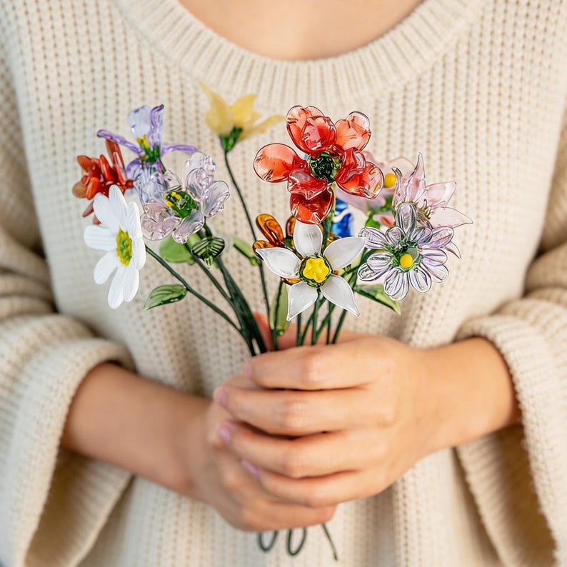 Glass Flower Bouquet---Mother's Day Gift