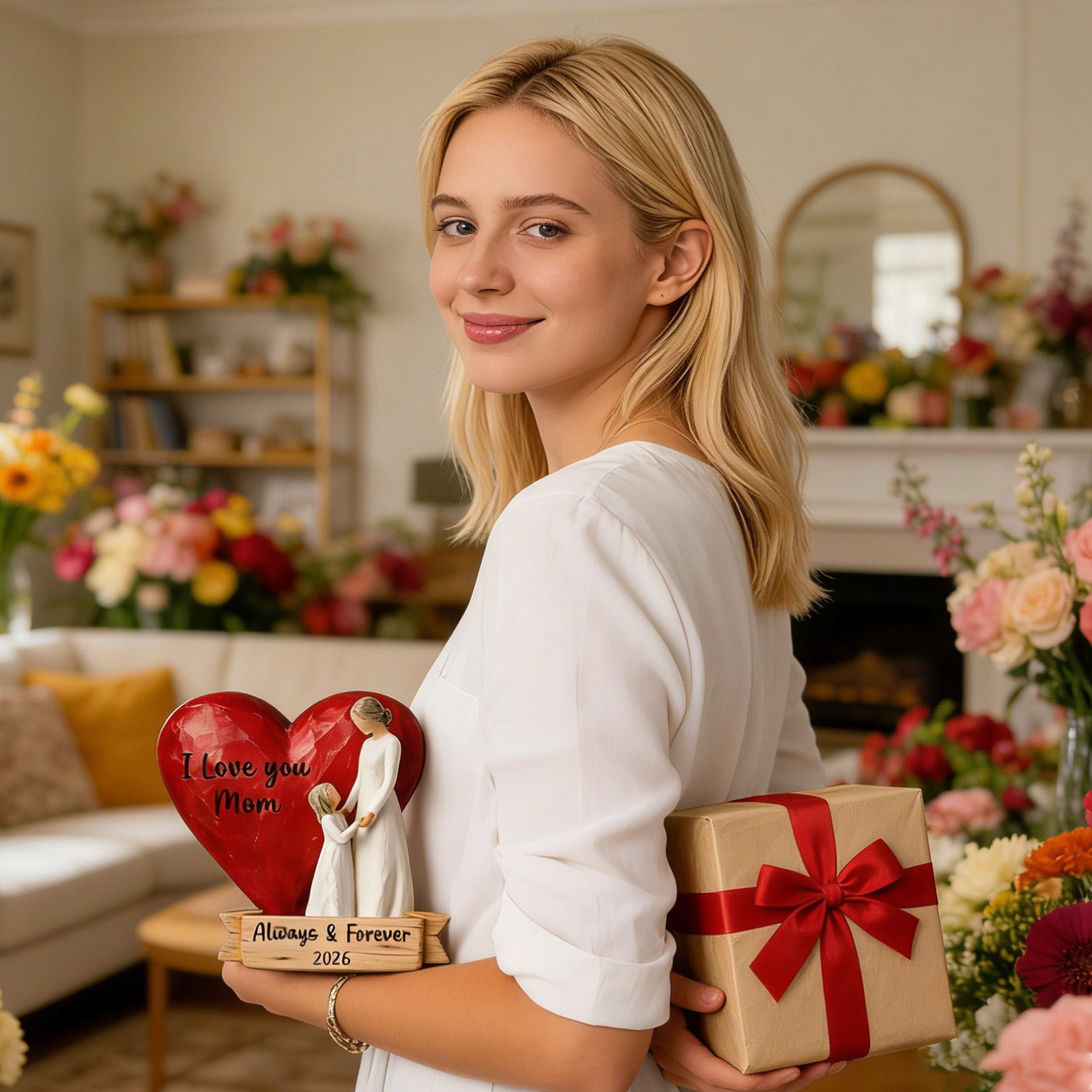 Heartfelt Mother & Child Figurine – "I Love You Always & Forever"