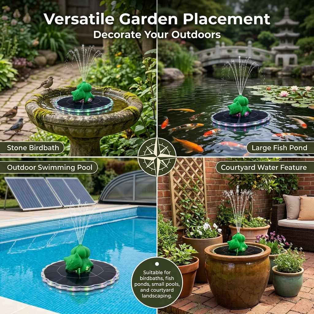 Solar Bird Bath Fountain with LED Lights – Elephant Garden Water Fountain for Birds & Outdoor Décor