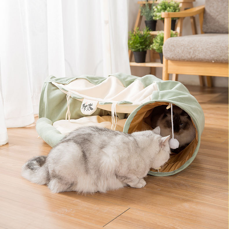 2-in-1 Cat Bed Play Tunnel