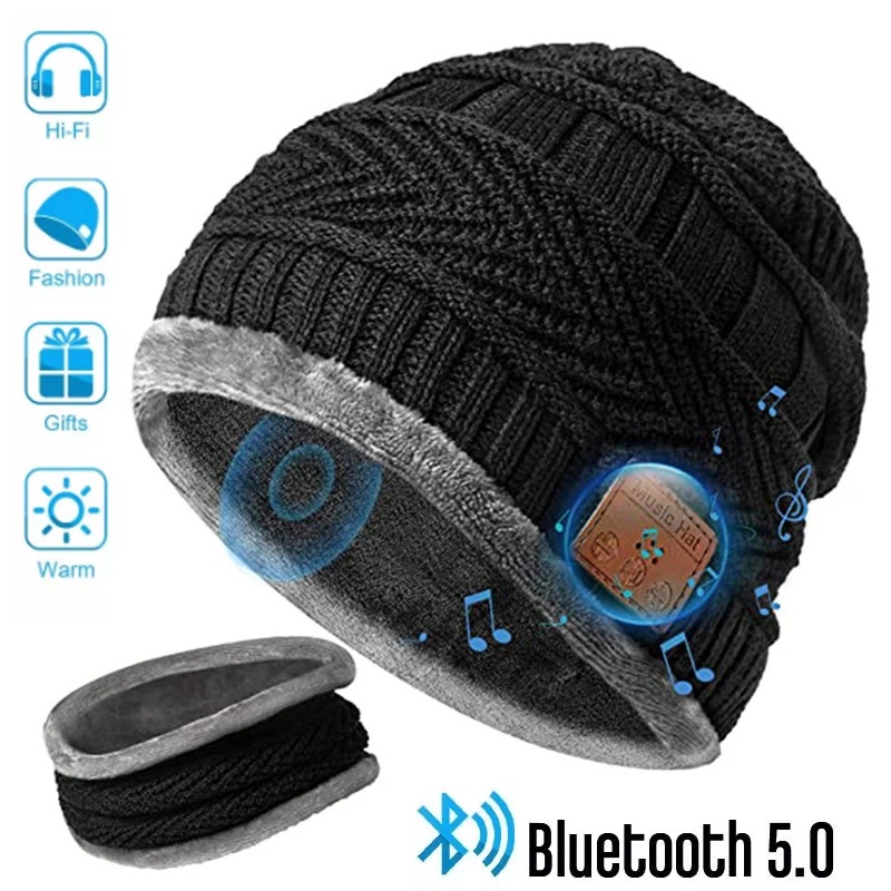 2in1 Winter Bluetooth 5.0 Headset Headband Warm Music Hat
