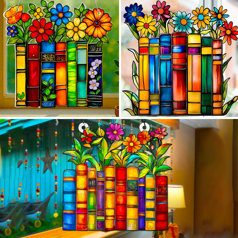 10inch Book Ornament Stained Plexiglas Window Hanging
