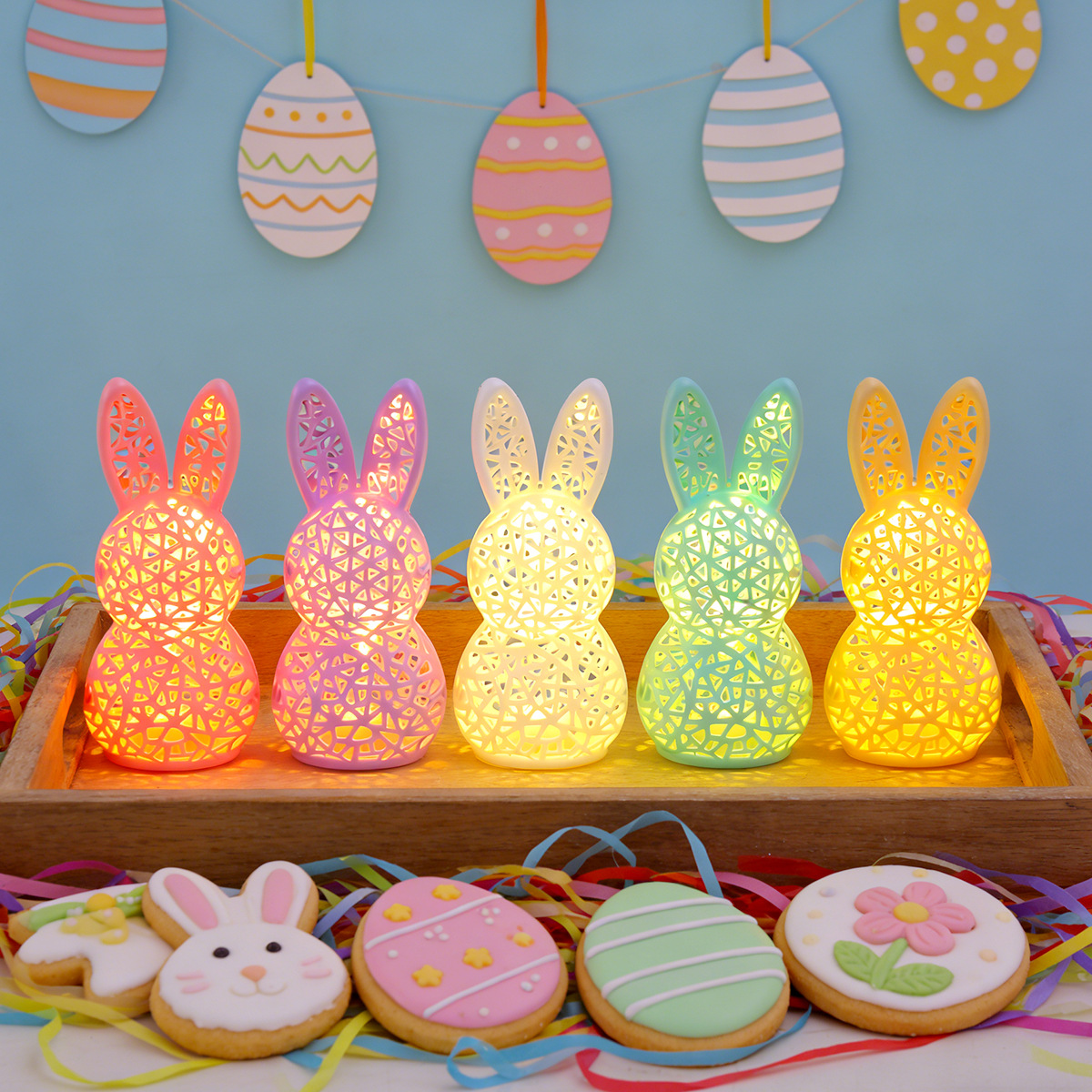 🐰 Easter Hollowed Bunny LED Light – Pastel Spring Decor 🕯️✨