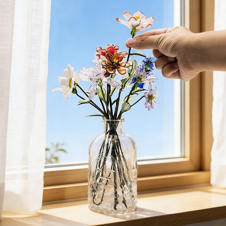 Glass Flower Bouquet---Mother's Day Gift