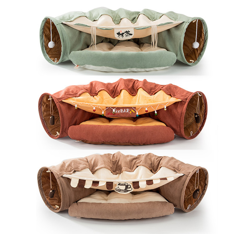 2-in-1 Cat Bed Play Tunnel