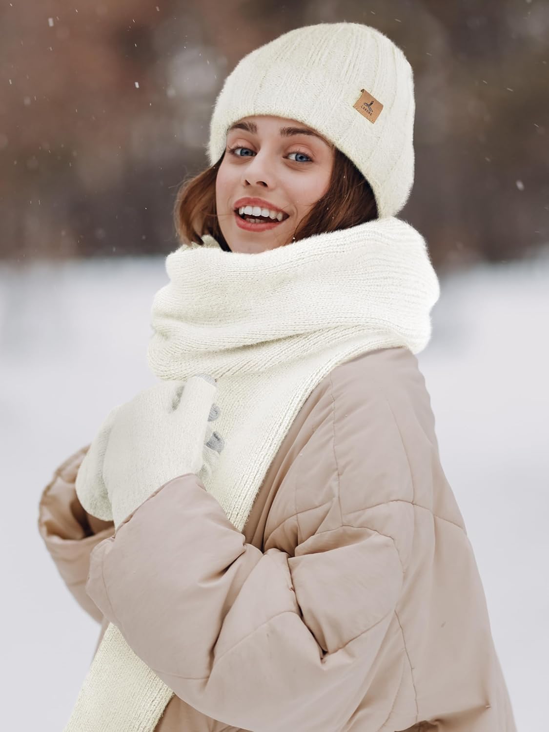 Winter Beanie Hat Scarf Gloves