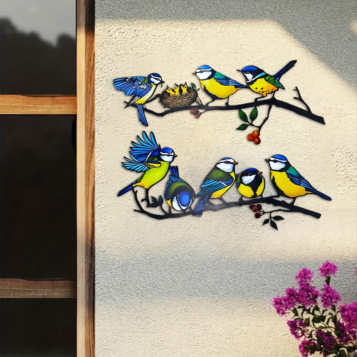 🐦 Colorful Metal Bird Wall Art – Vibrant Garden & Home Decor ✨