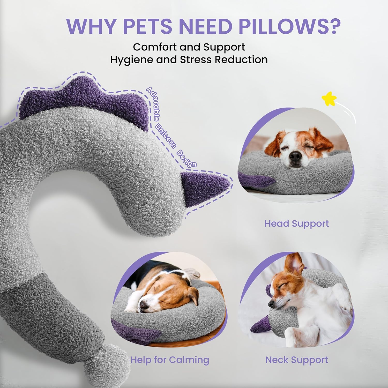 Dog Calming Pillow - Soft Neck Pillow for Dogs
