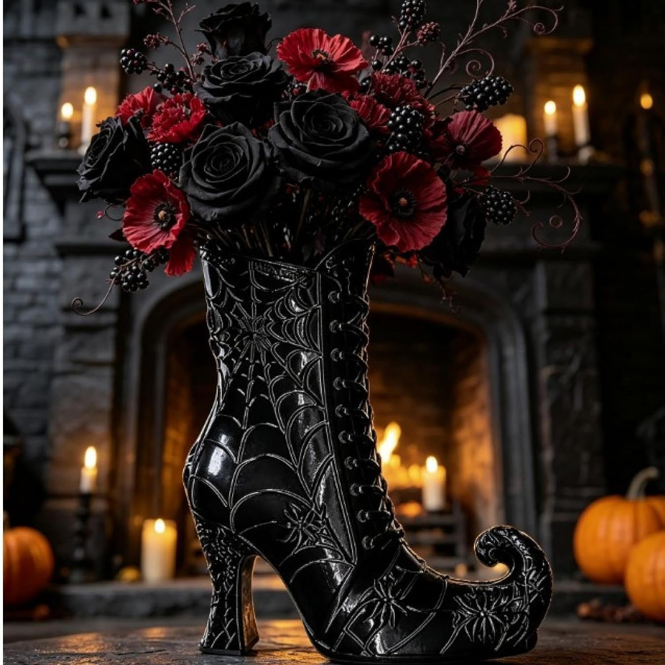 🖤 Gothic Witch Boot Vase