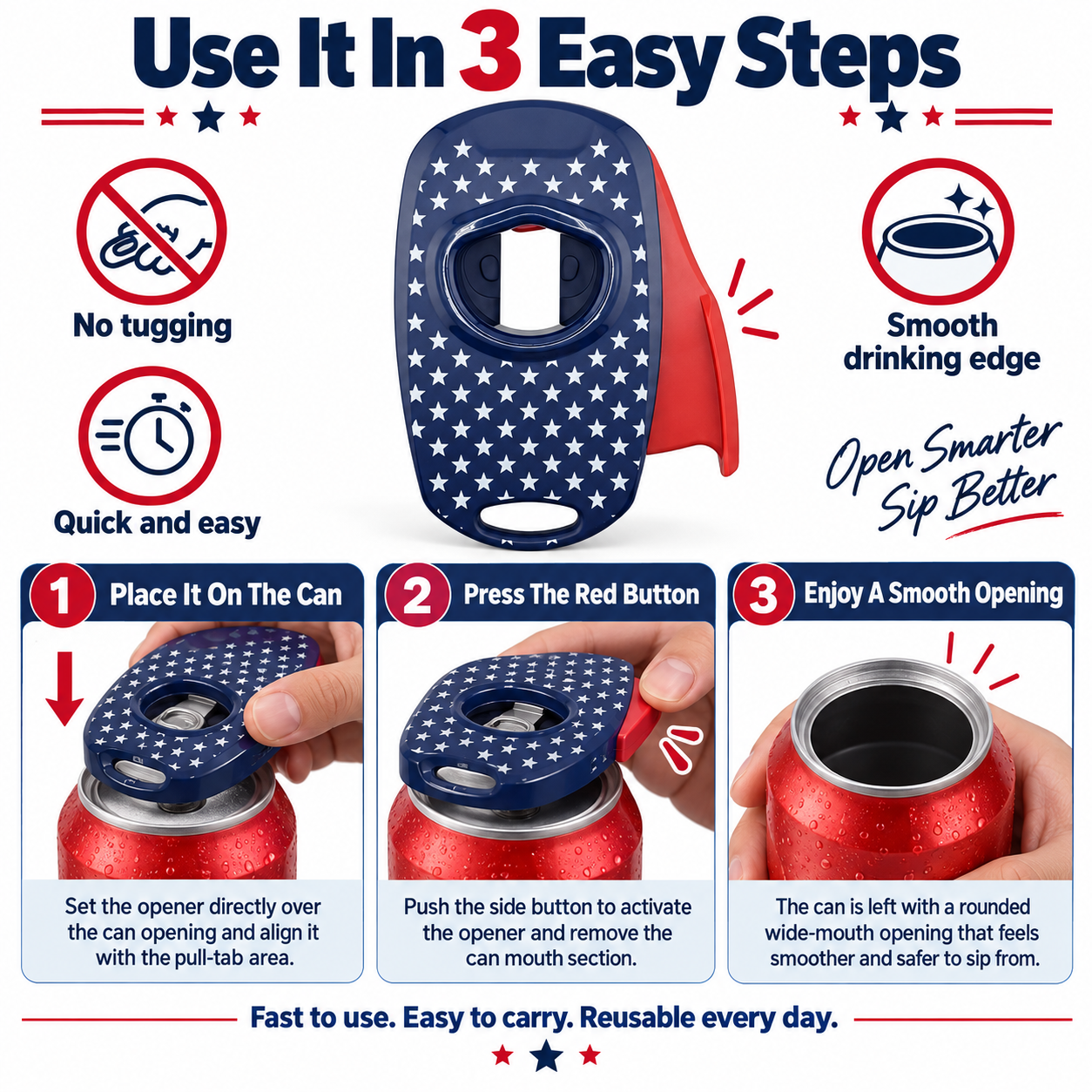 ⭐Top-pull seamless can opener