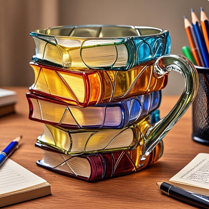 Handmade Painted Book Mug