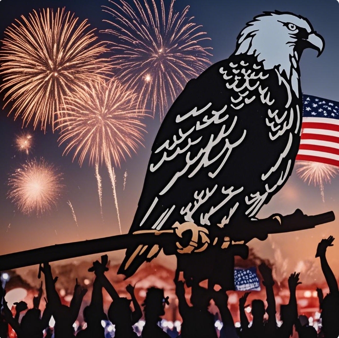 4th of July Patrioti Metal Eagle Flag Tree Stake