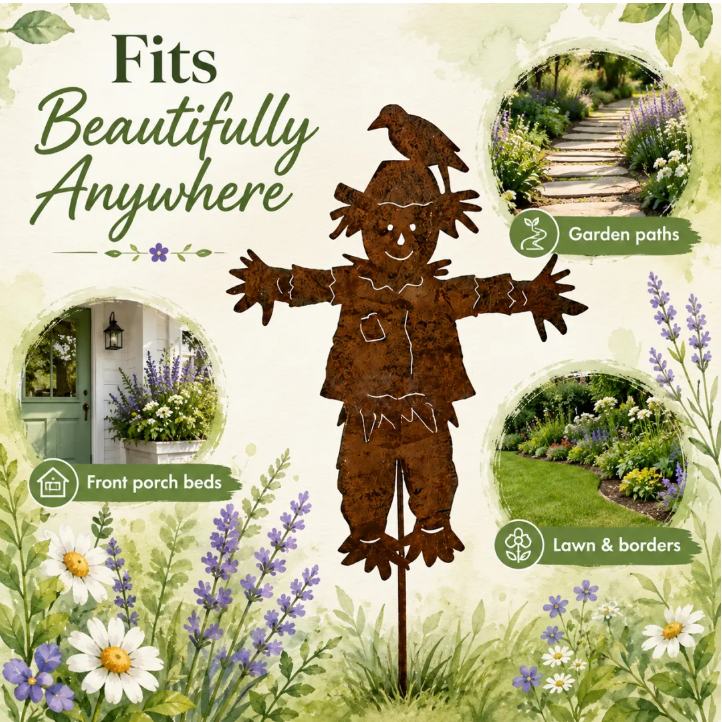🌻 Rustic Scarecrow Garden Stake