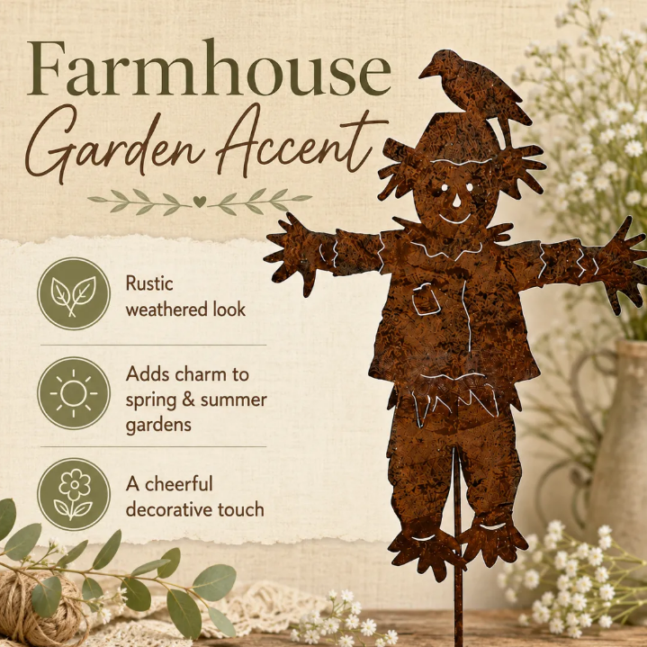 🌻 Rustic Scarecrow Garden Stake