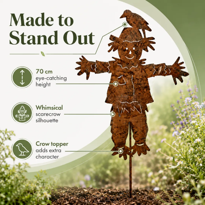 🌻 Rustic Scarecrow Garden Stake