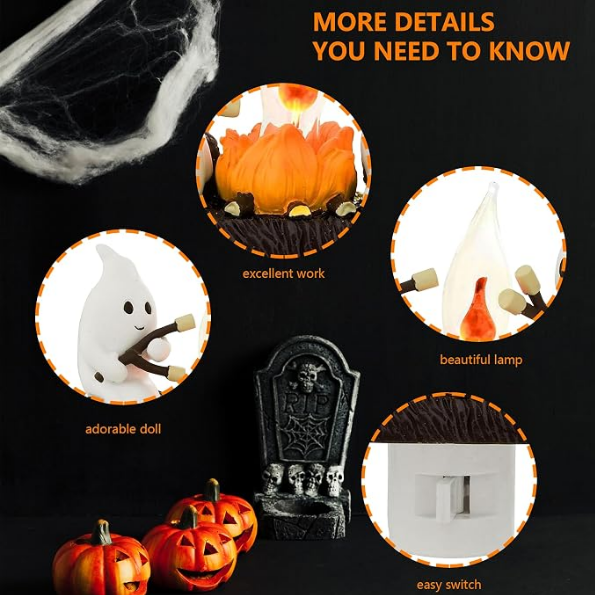👻 Ghost Campfire Halloween Plug-In Night Light