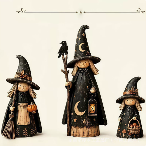 🎃3-Piece Rustic Halloween Wooden Figurine Set