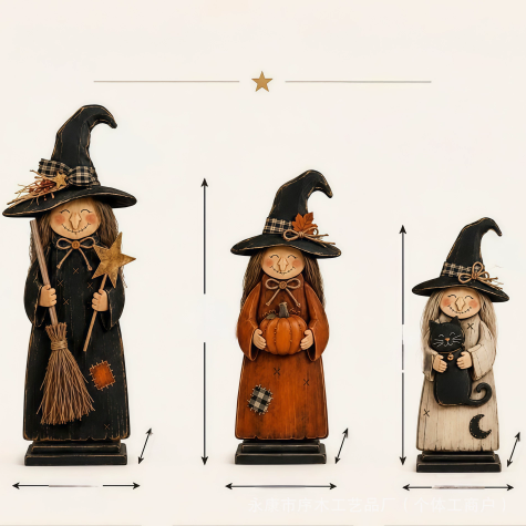 🎃3-Piece Rustic Halloween Wooden Figurine Set