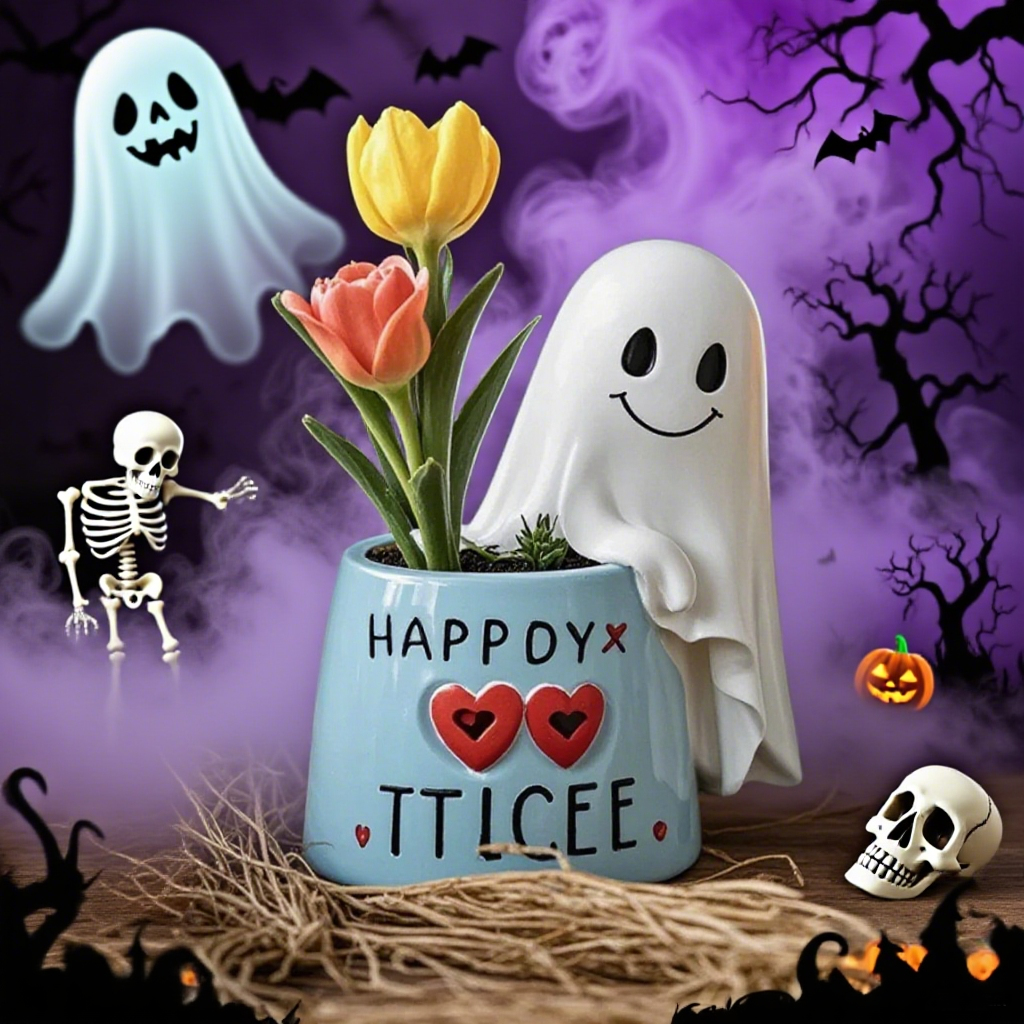 Ghost Vase Candy Bowl Bucket Planter for Home Decor