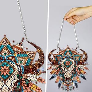 🐂 Boho Western Bull Skull Suncatcher Wall Hanging