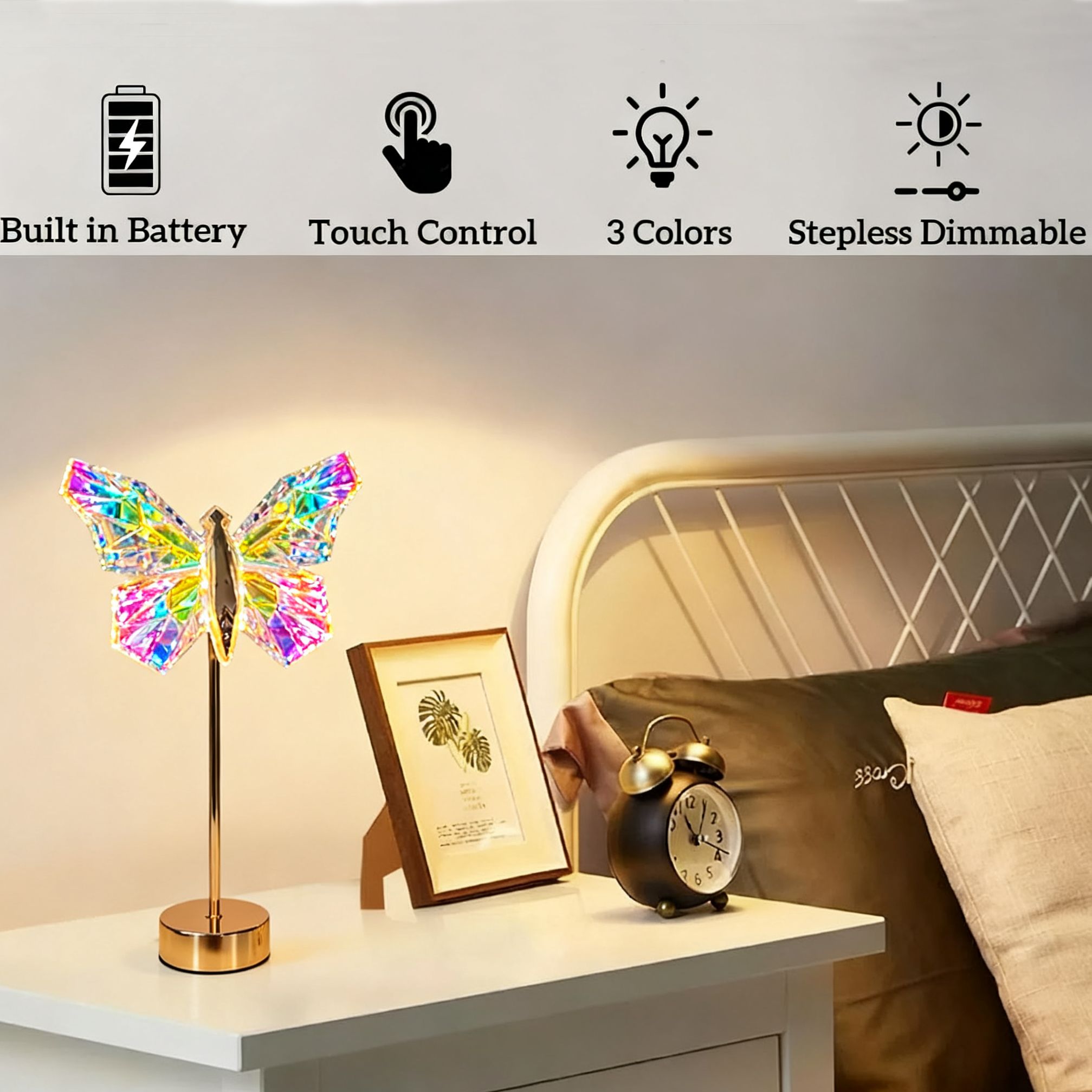 Crystal Butterfly Wireless Touch Desk Lamp