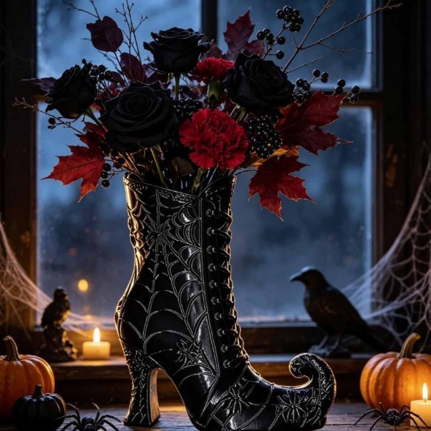 🖤 Gothic Witch Boot Vase