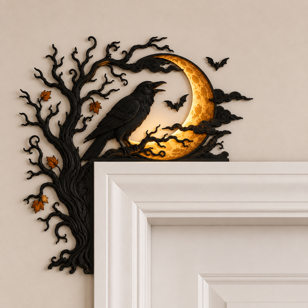 🌙 Halloween Crow Moon Corner Decoration