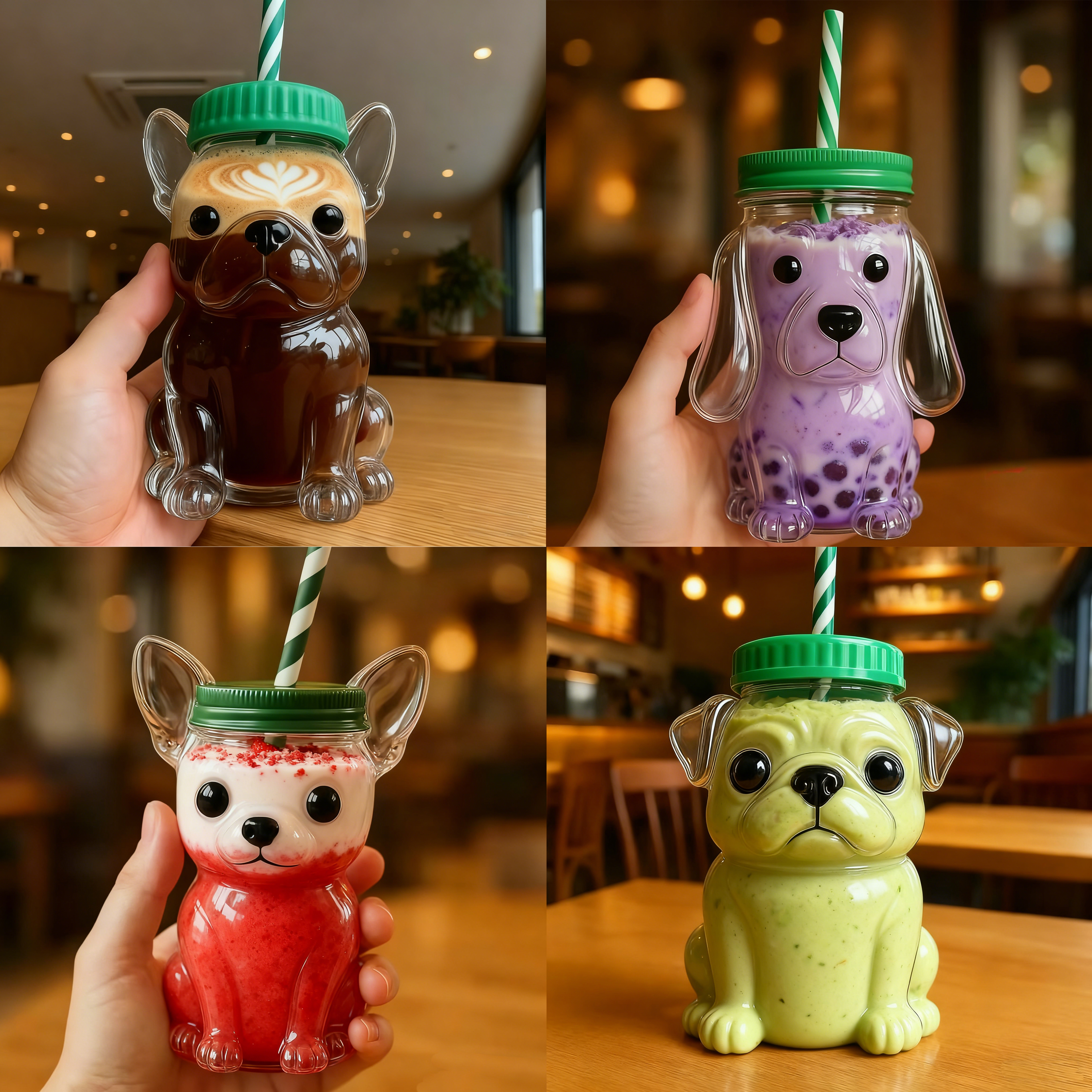 🐶✨ 20oz Doggie Glass Straw Cup
