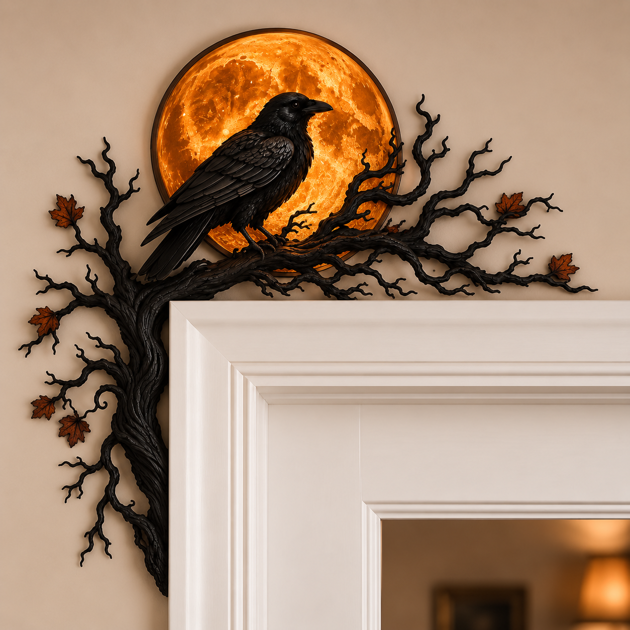 🌙 Halloween Crow Moon Corner Decoration