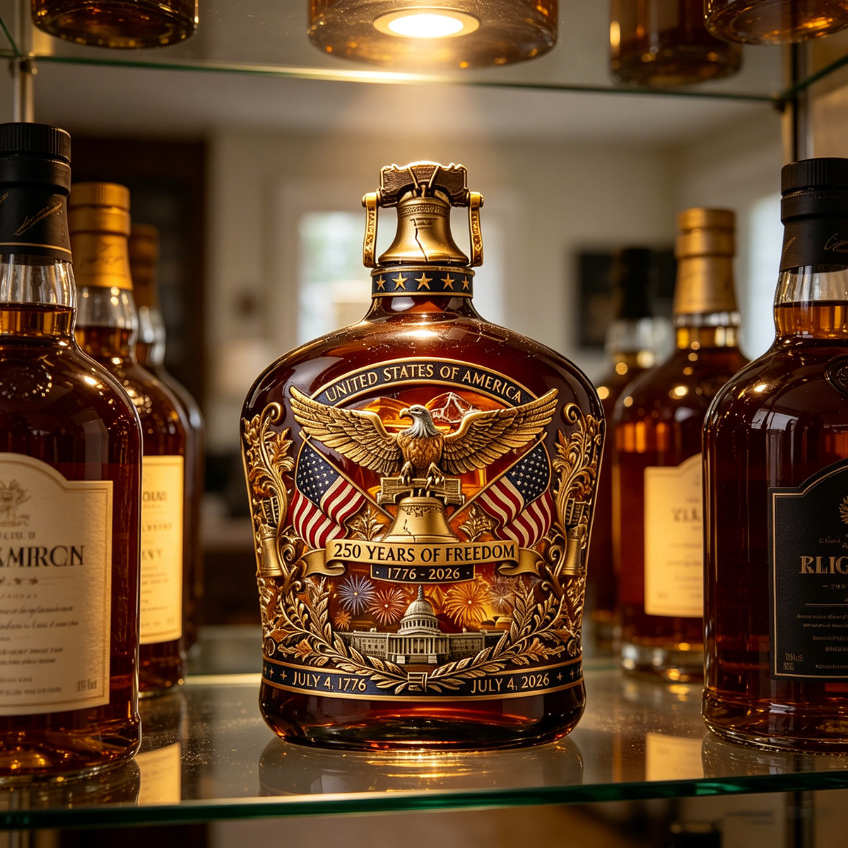 US 250th Anniversary Commemorative Whiskey Bottle