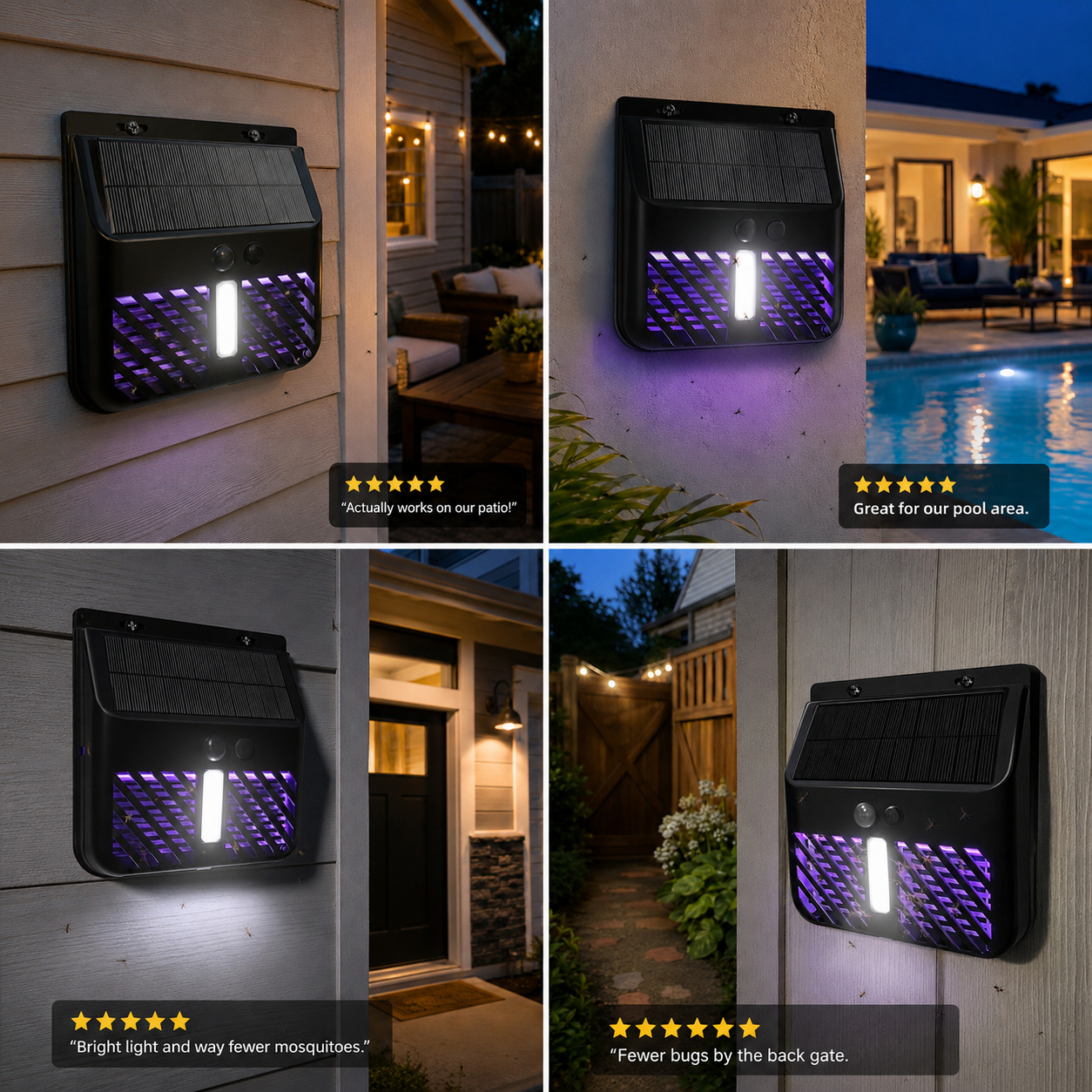 Solar Motion Sensor Wall Light with Built-In Bug Zapper