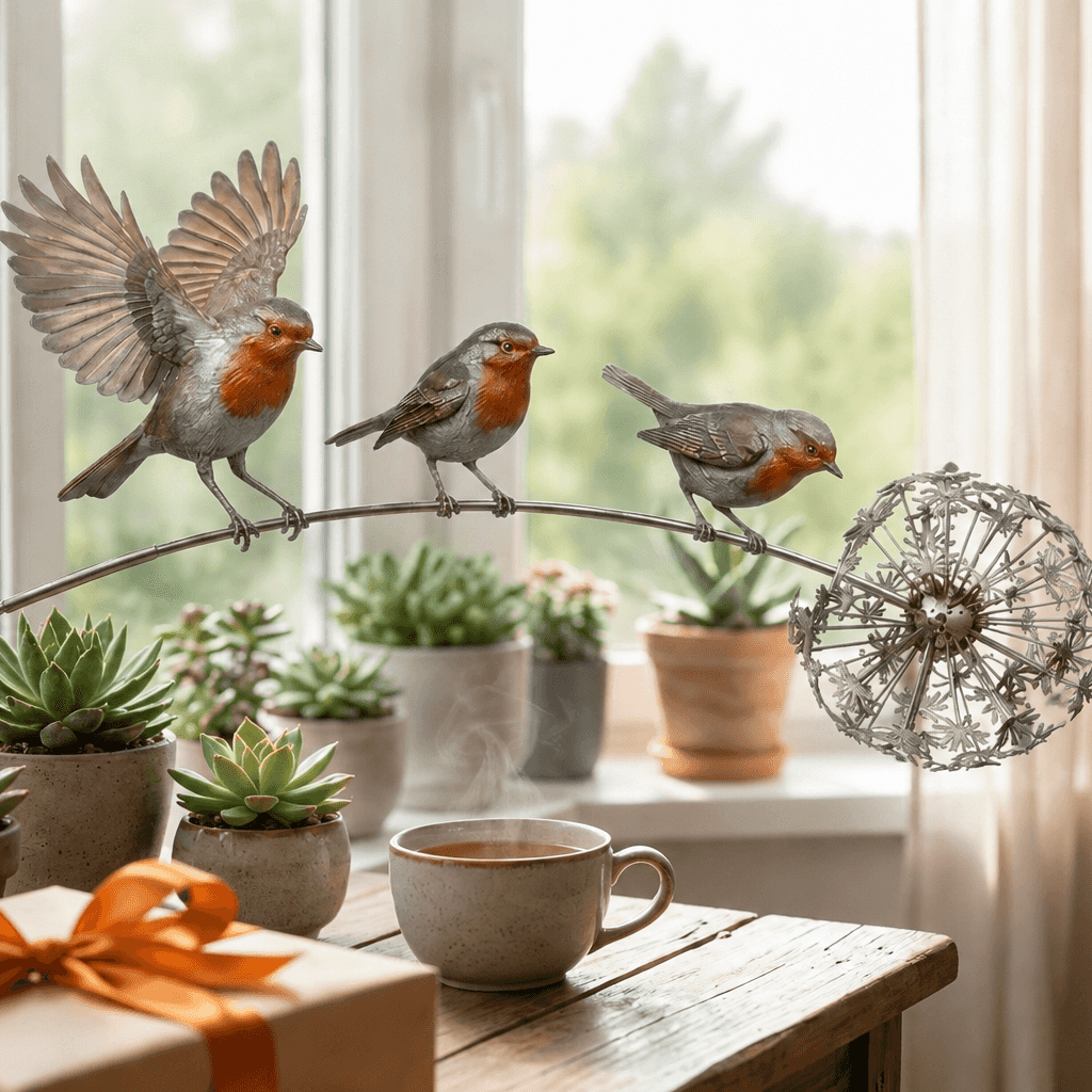 Robin Memorial Garden Stake – Loved Ones Are Near🕊️❤