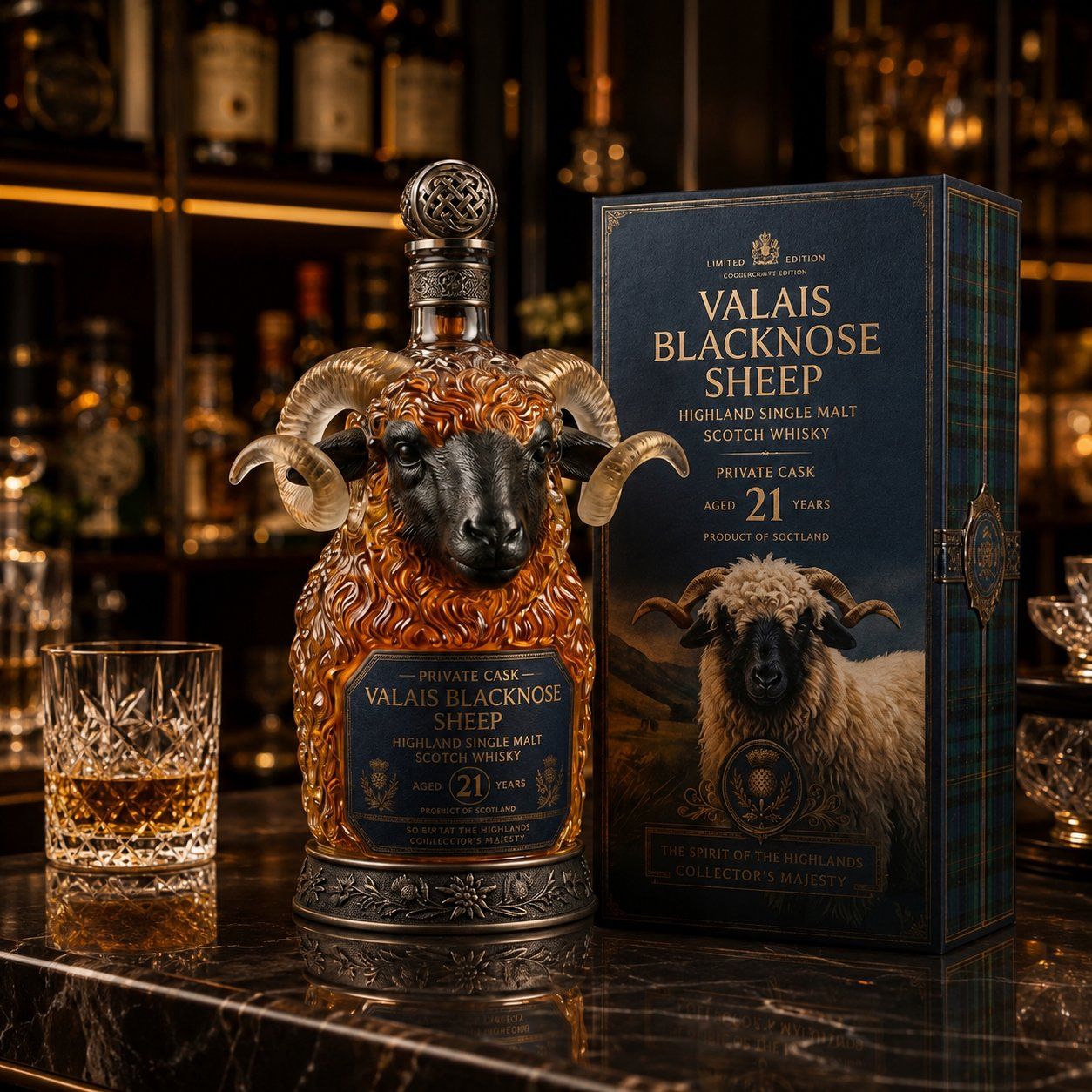 Valais Blacknose Sheep 21-Year-Old Private Cask: Highland Single Malt Scotch Whisky,