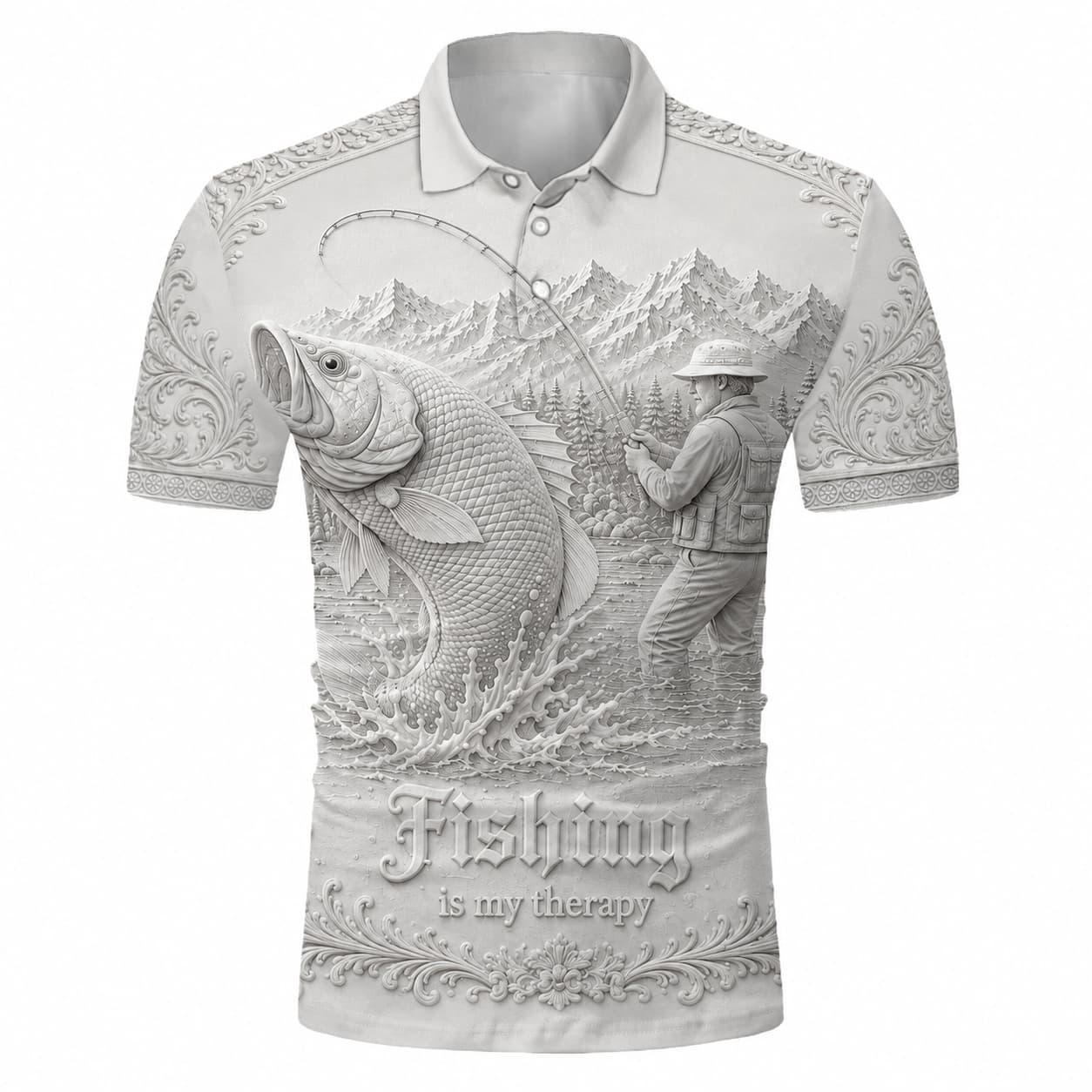 🎣Love Fishing, Fishing Is My Therapy Fishing Polo Shirt