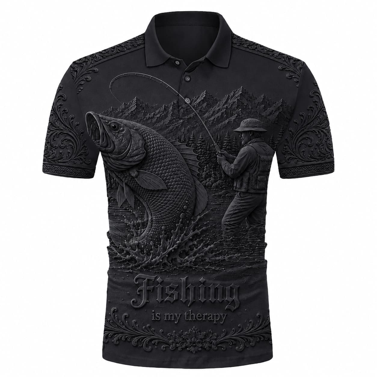 🎣Love Fishing, Fishing Is My Therapy Fishing Polo Shirt